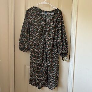 Women's floral button down pleated dress